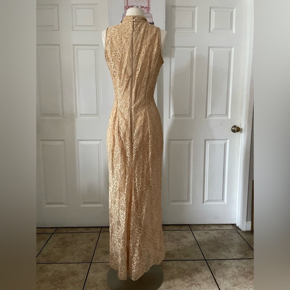 Jessica McClintock GUNNE SAX Lace Dress in Tan Size 8/10 - Picture 4 of 6